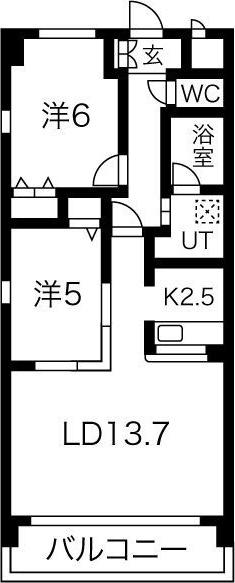メープルコート(2LDK/3階)の間取り写真