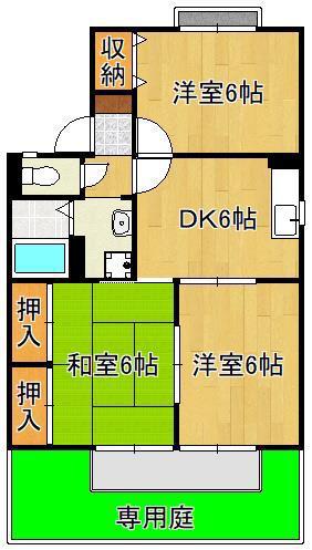 セジュール鴨生田C棟(3DK/1階)の間取り写真