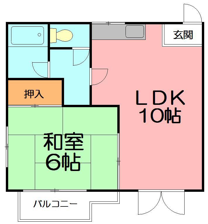ハイネス(1LDK/2階)の間取り写真