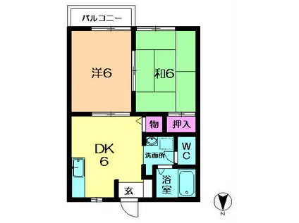 エッカ桜が丘(2DK/1階)の間取り写真