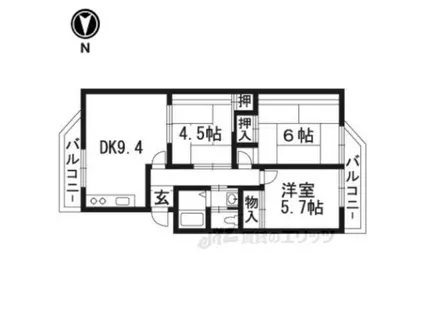 第二西の京マンション203(3DK/2階)の間取り写真