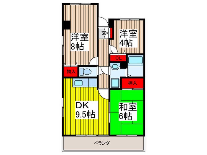 グランパレス弥生(3DK/2階)の間取り写真