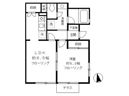 メゾン・ドゥ・ミニヨン(1LDK/1階)の間取り写真