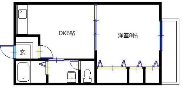 アンダンテ(1DK/1階)の間取り写真