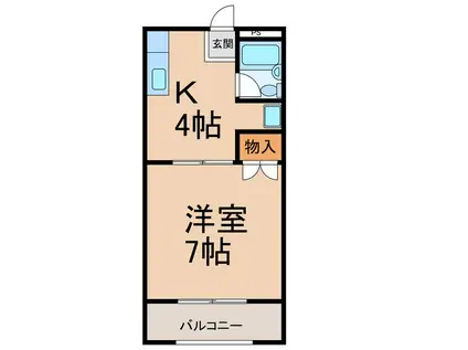 名鉄小牧線 田県神社前駅 徒歩9分 3階建 築36年(1K/3階)の間取り写真