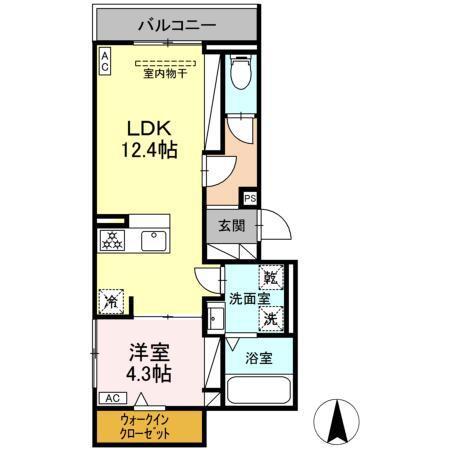 ルヴィータ本陣(1LDK/3階)の間取り写真