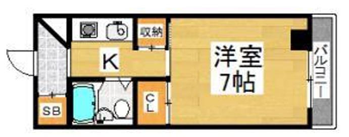 大伸ビル(1K/5階)の間取り写真