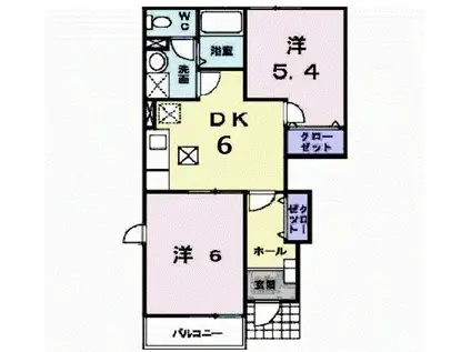フラワー・スクエアI(2DK/1階)の間取り写真