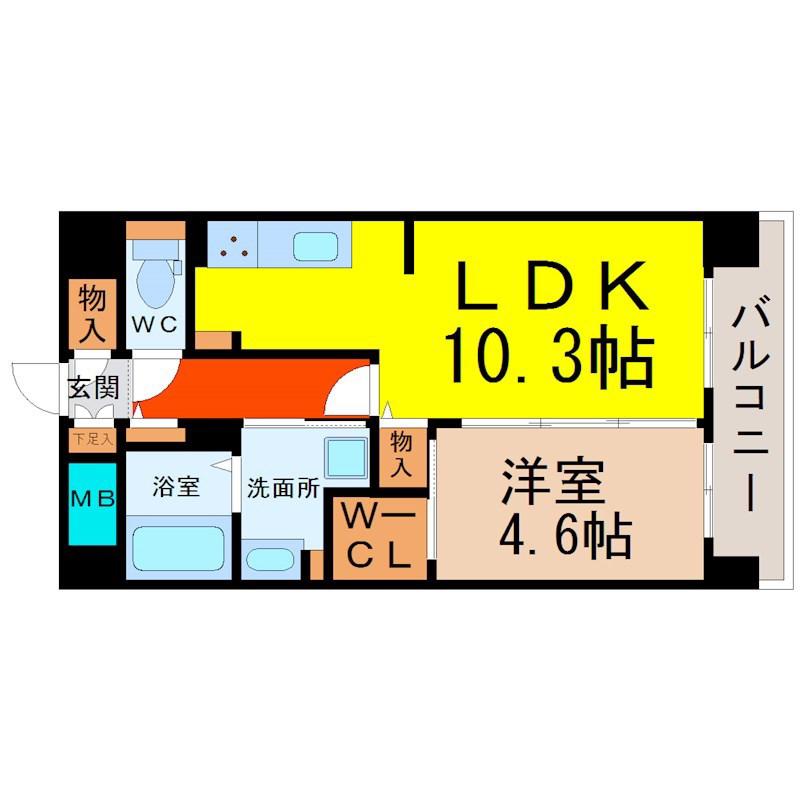 シェソワ東桜(1LDK/3階)の間取り写真