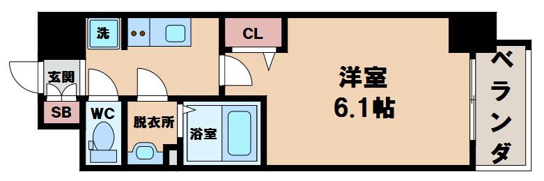 プレデコート天王寺イースト(1K/3階)の間取り写真