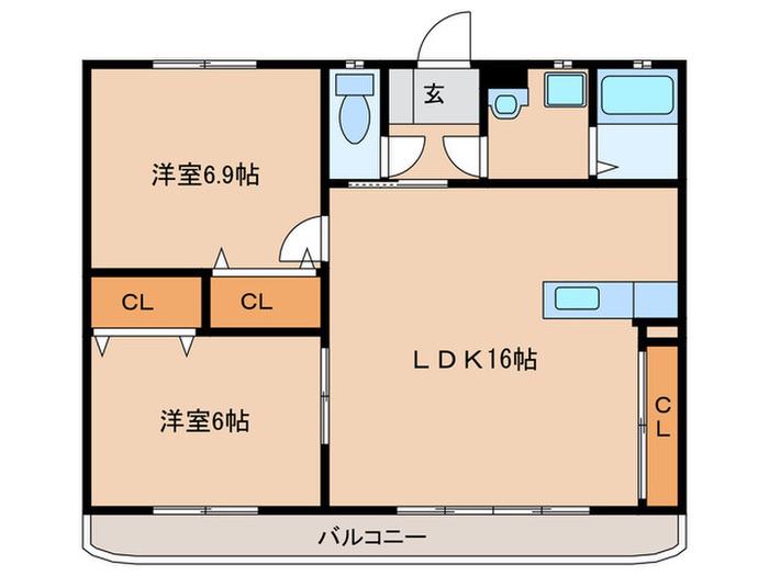 メゾンドジュネス(2LDK/3階)の間取り写真