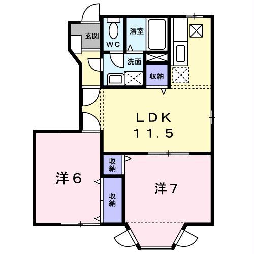 ESPOIR KURODA(2LDK/1階)の間取り写真