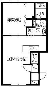 ヒーリング大町(1LDK/1階)の間取り写真