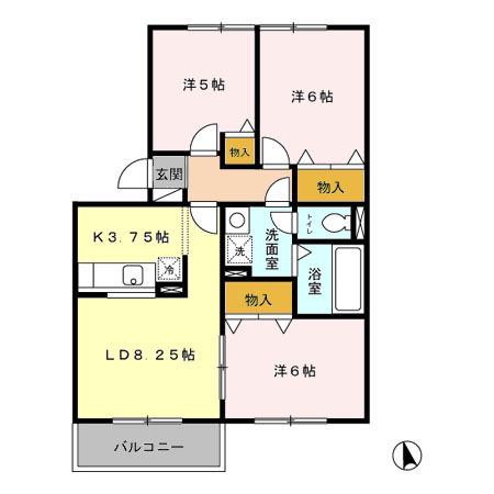 シャルマン・ドヌール(3LDK/1階)の間取り写真