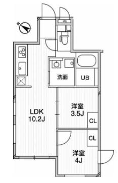 EXAM中目黒II(2LDK/4階)の間取り写真