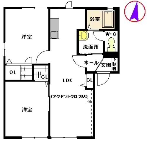 シャーメゾン陽光B棟(2LDK/1階)の間取り写真