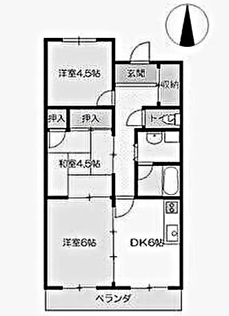 パークシティ川口PARTI(3DK/4階)の間取り写真