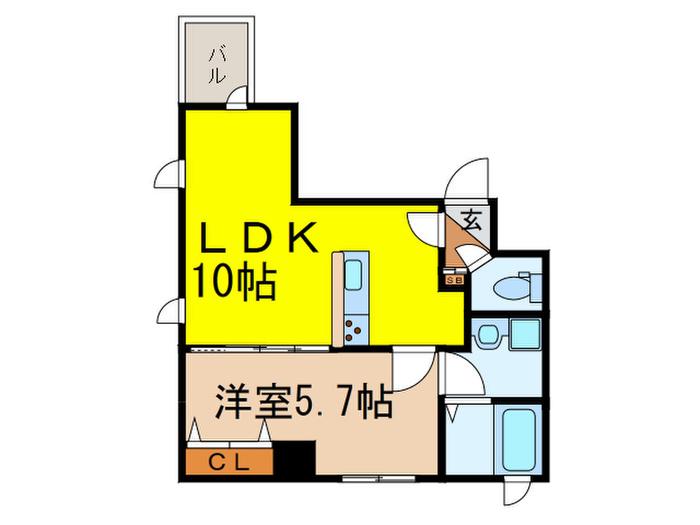 ロゼットII(1LDK/3階)の間取り写真