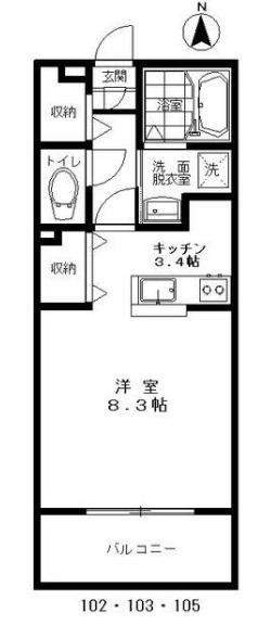 コンフォート東越谷(1K/1階)の間取り写真
