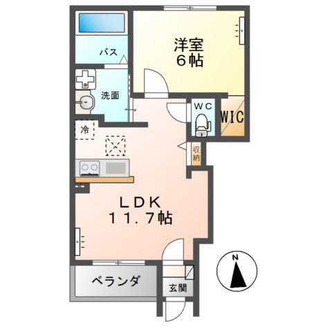 プランドール(1LDK/1階)の間取り写真