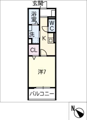 有第荘(1K/2階)の間取り写真