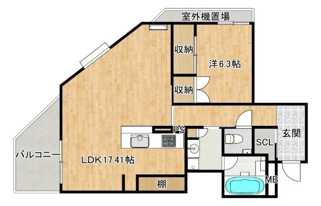 ビバシティー京坪(1LDK/9階)の間取り写真