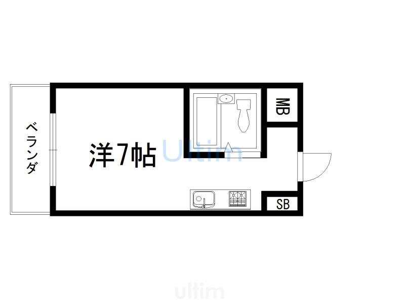 ウエストヴィラージュII(ワンルーム/4階)の間取り写真