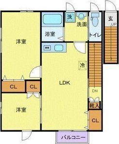 シャイン柏木(2LDK/2階)の間取り写真