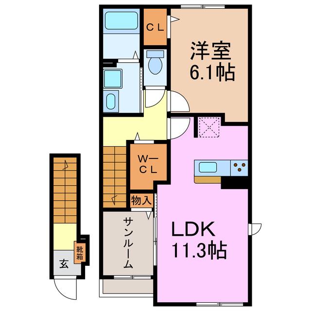 クレール コンドウ(1SLDK/2階)の間取り写真