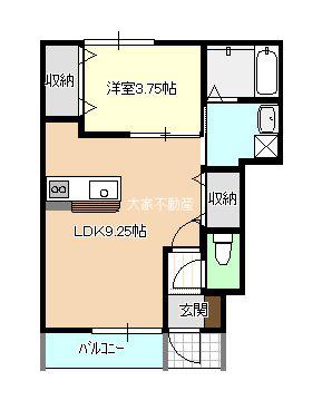 PREZIA多良見ウエスト(1LDK/1階)の間取り写真