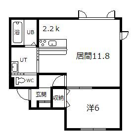 エスポワール神居(1LDK/2階)の間取り写真
