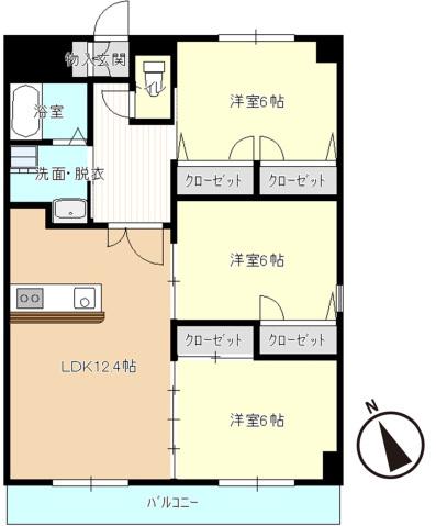 アンビエンテIII(3LDK/2階)の間取り写真