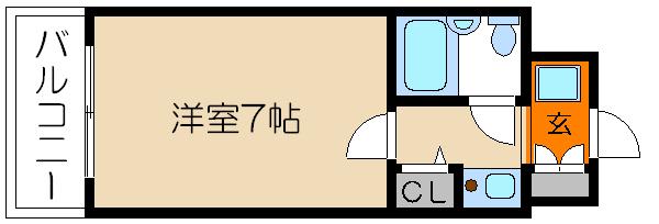 ライオンズマンション鴨川北(1K/2階)の間取り写真