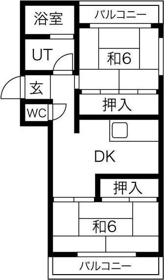エクリート朝霧(2DK/4階)の間取り写真