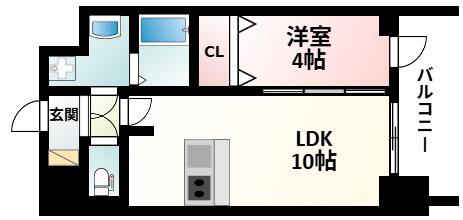 プレサンス新大阪イオリア(1LDK/7階)の間取り写真