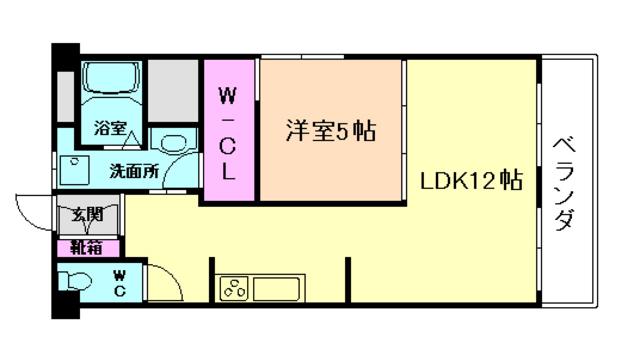 箕面レジデンス(1LDK/3階)の間取り写真