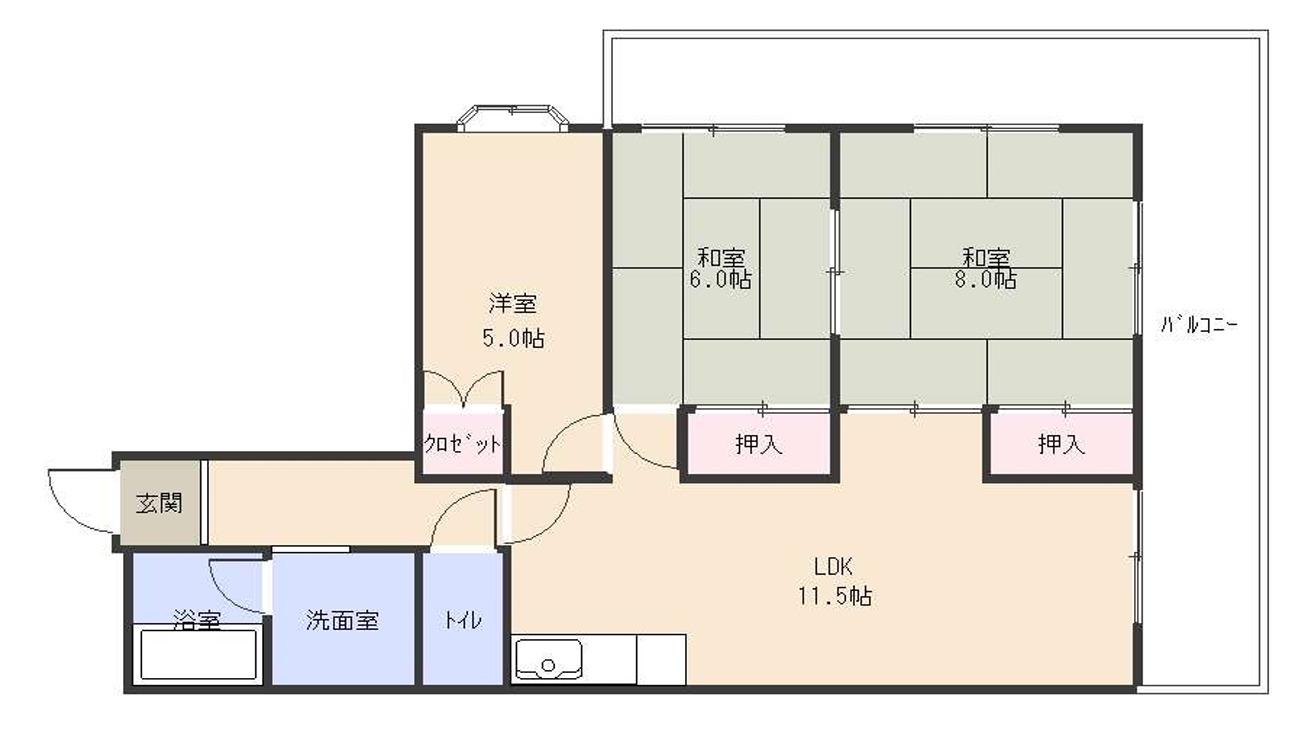 アミティエ草津(3LDK/2階)の間取り写真