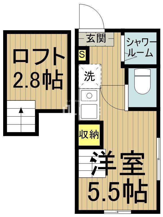 MANNA A棟(ワンルーム/2階)の間取り写真