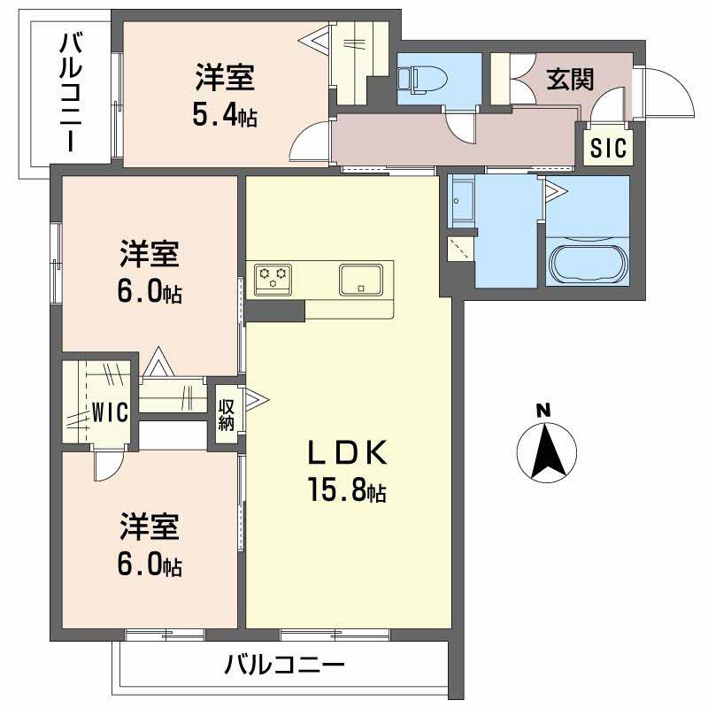 シャーメゾン バルーンフラワー(3LDK/2階)の間取り写真