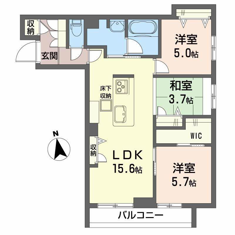 ベレオK美田園(3LDK/1階)の間取り写真