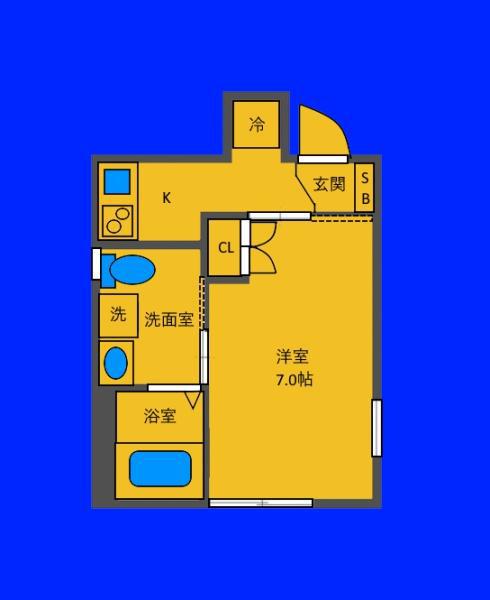 ライズウィング(1K/2階)の間取り写真