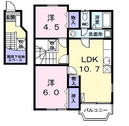 ミクハウス(2LDK/2階)の間取り写真