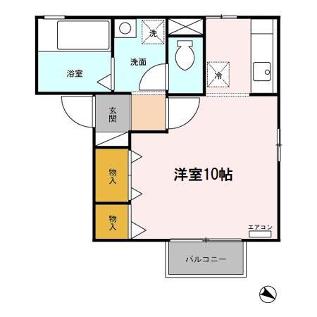 ボーセジュールプルミエ(ワンルーム/2階)の間取り写真