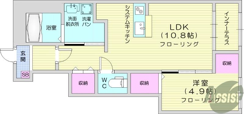 ソレイユⅡ(1LDK/1階)の間取り写真