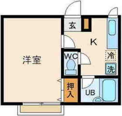 バーナルヒルズIIA(1K/1階)の間取り写真