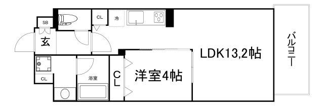 ラフェスタ真田山(1LDK/1階)の間取り写真