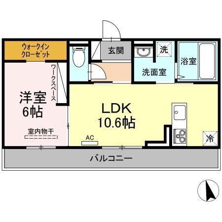 プレミアステイツS(1LDK/2階)の間取り写真