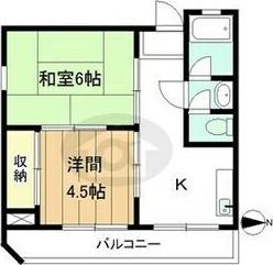 ハイツ青山(2DK/3階)の間取り写真