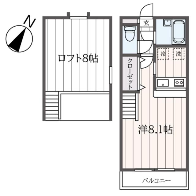 サンビュー城下(ワンルーム/2階)の間取り写真