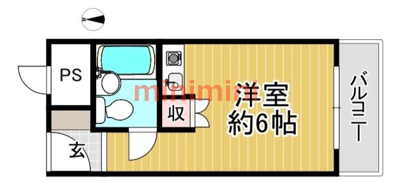 シャルム茨木(ワンルーム/3階)の間取り写真